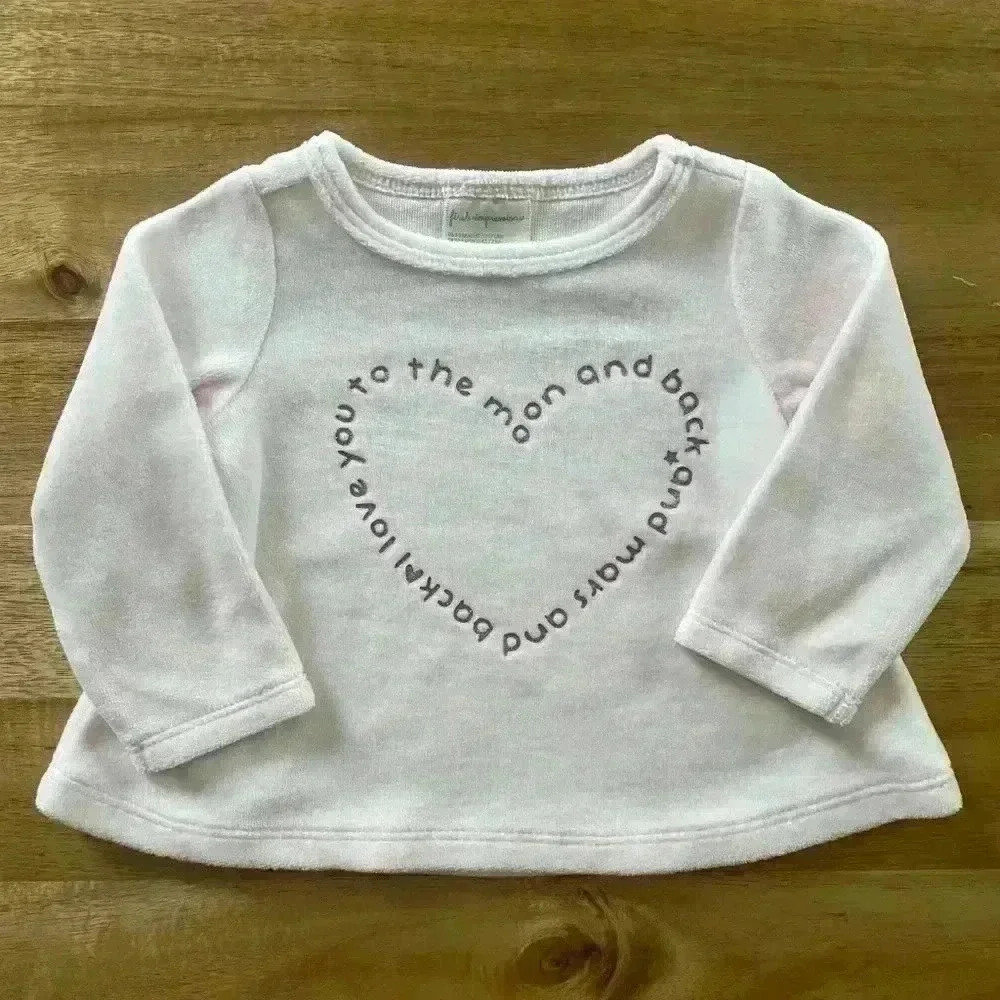 First Impressions Baby Girls 3-6M Pink Velvet Glitter Top | Valentine’s Day